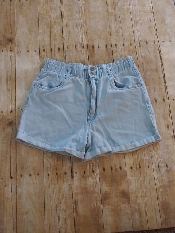 Vintage High Waist Denim Shorts Light Wash 1990s … - image 1