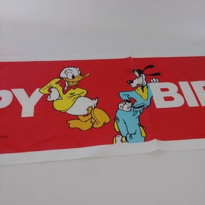 Vtg Disney Mickey & Friends Happy Birthday Banner Donald Duck Minnie Mouse Goofy Plastic Party Supplies (5) image 6