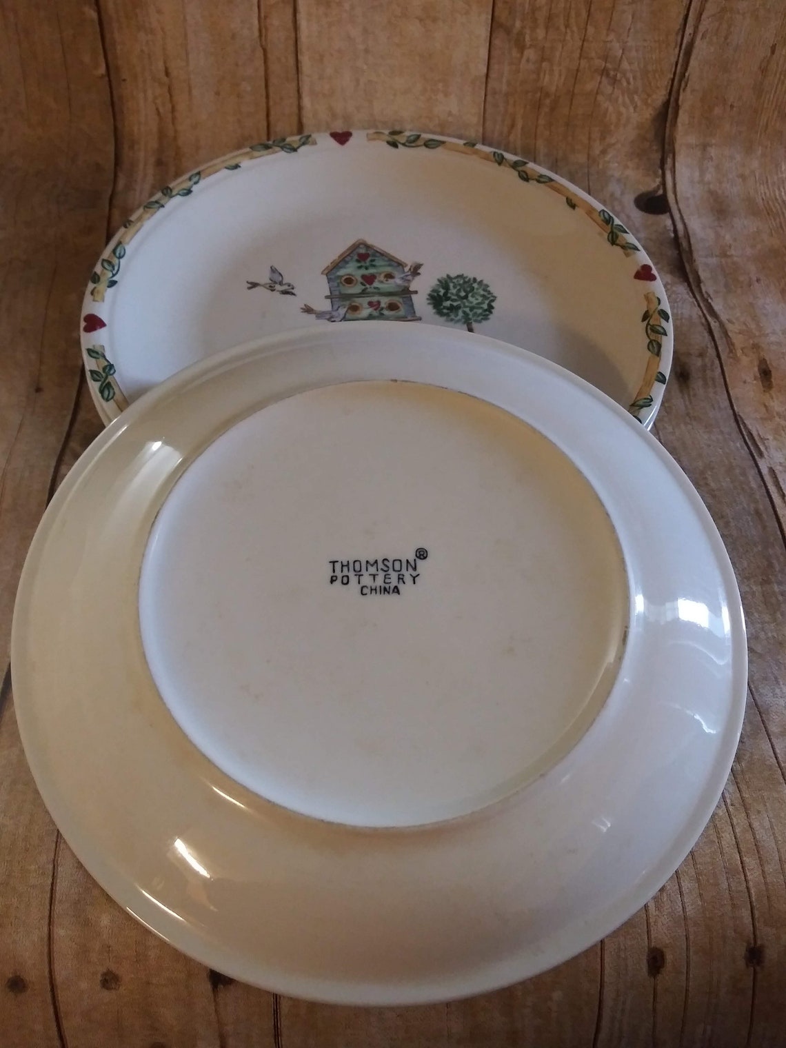 Thomas Pottery Birdhouse Salad Plates Vintage Set of 4 Heart & Etsy