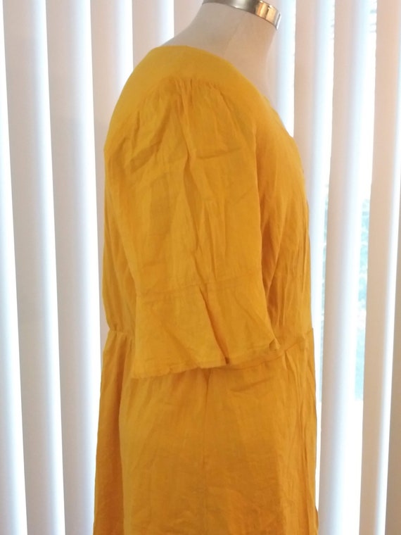 Vintage Yellow Wrap Dress Size XL Short Sleeves L… - image 3