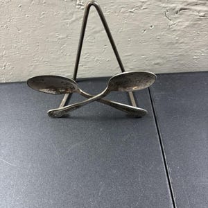 Anthropologie Crossed Silver Plated Spoon Stand Plate/Napkin/Art Holder 4.75” image 9