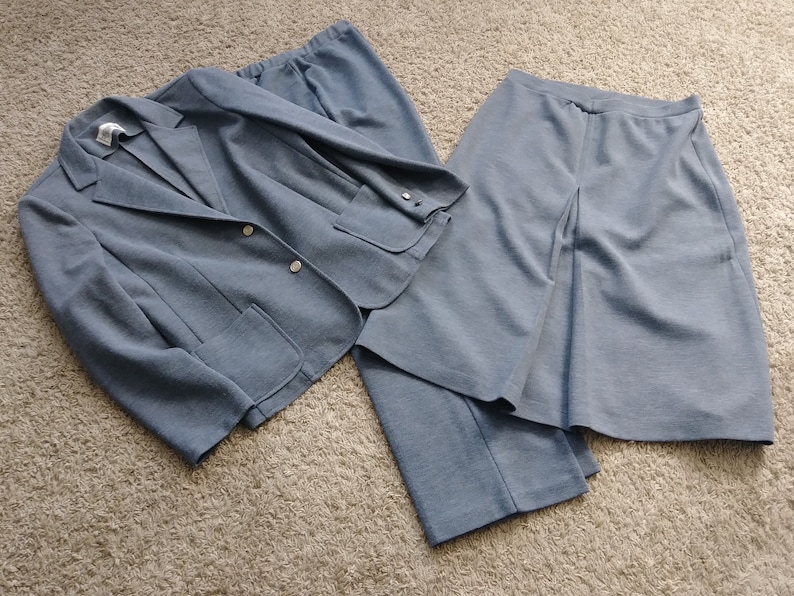 Vintage Cricket Lane Gray 3pc Suit Jacket Pants Skirt 1980/'s Women/'s Fashion Size 12 Made in USA ?