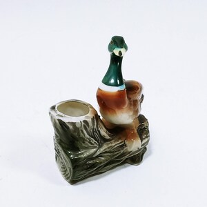 Vtg Duck Mallard Bud Vase Succulent Planter (b9)