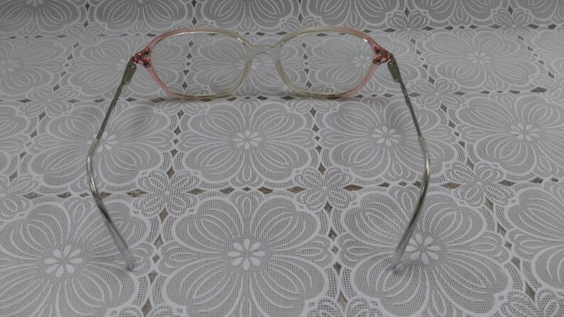 Vintage Girls Child's Eyeglasses Pink Edges Silver Sides with Infinity Symbol 1980's For Frames Only EB image 6