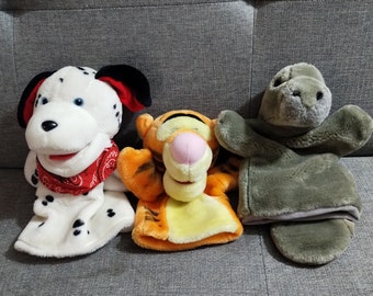 Vtg Tigger Manatees & Cowboy Puppy Hand Puppet Set of 3 Plush (2)