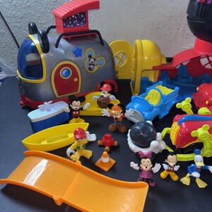 Mickey Mouse Clubhouse Playset Lot Firetruck RV Camper Farm Truck Jeep & Figures image 2