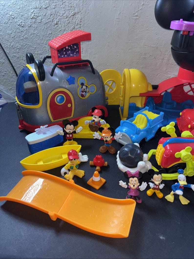 Mickey Mouse Clubhouse Playset Lot Firetruck RV Camper Farm Truck Jeep & Figures image 2