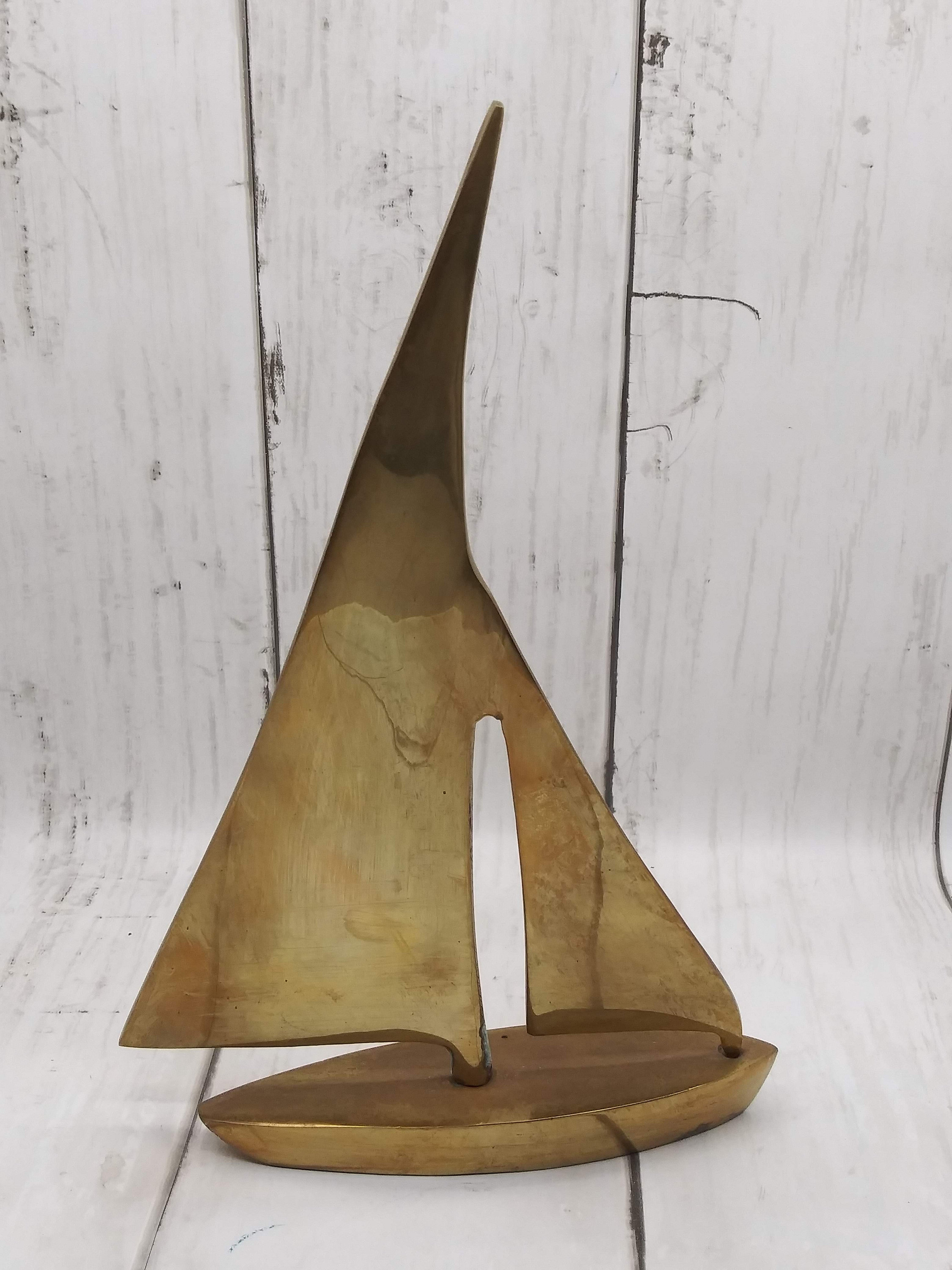Vintage Brass Sailboat Office Desk Set 3pc Signed De Mott & Etsy