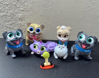 Disney Puppy Dog Pals Figures Lot Of 7 Rolly, Keia, & Two Bingo Cake Topper