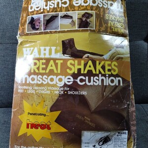 Vtg Wahl Great Shake Massage Cushion Leather 4in1 Heated Neck Shoulder Legs Feet