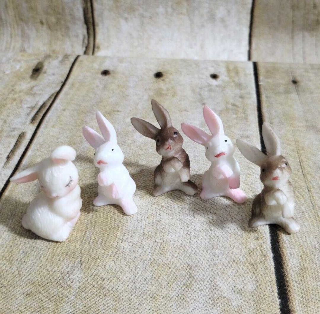 5 Vtg Creepy Bunny Rabbits Miniature Plastic Figurines (B9) - Etsy