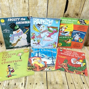 Children&#39;s Vintage Christmas 45 rpm Records Lot of 6