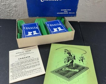 Vtg Canasta Card Set Original Box Card Tray Rules & Score Pad
