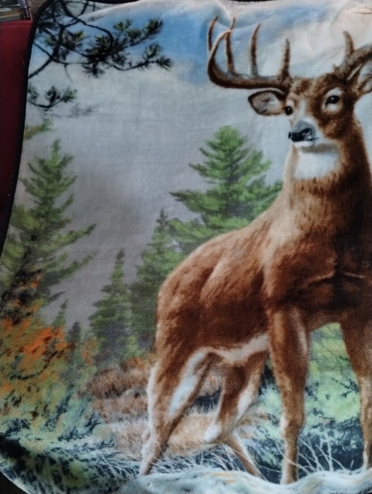 Vtg Deer Buck Forest Fleece Throw Blanket Northwest Etsy Canada