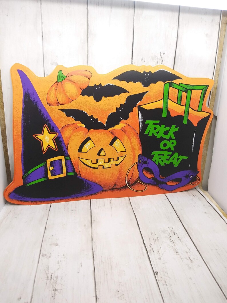 Vintage Vinyl Halloween Placemats Set of 2 Colorful Trick or Etsy