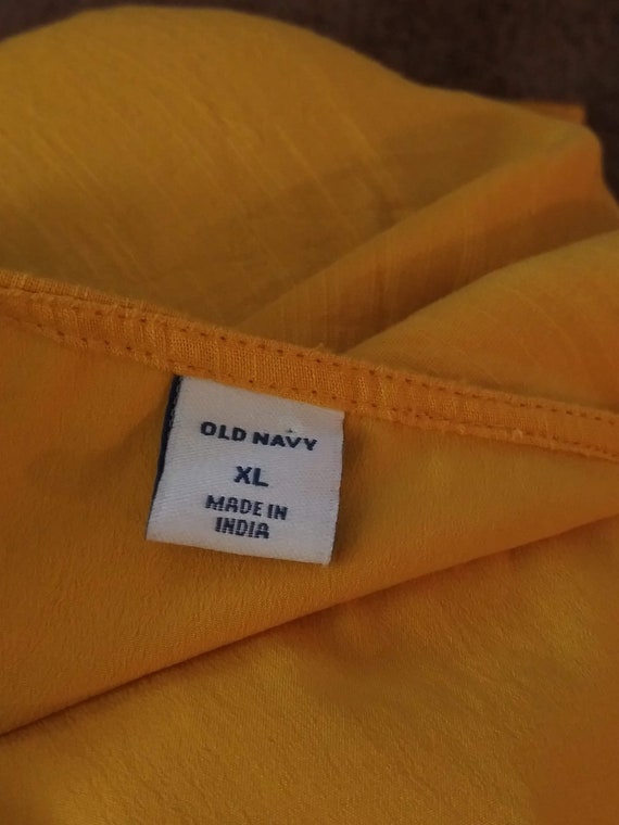 Vintage Yellow Wrap Dress Size XL Short Sleeves L… - image 8