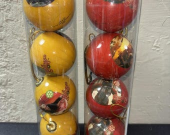 8 Warner Bros A CHRISTMAS STORY Red & Yellow Ball Ornaments NOS 2”