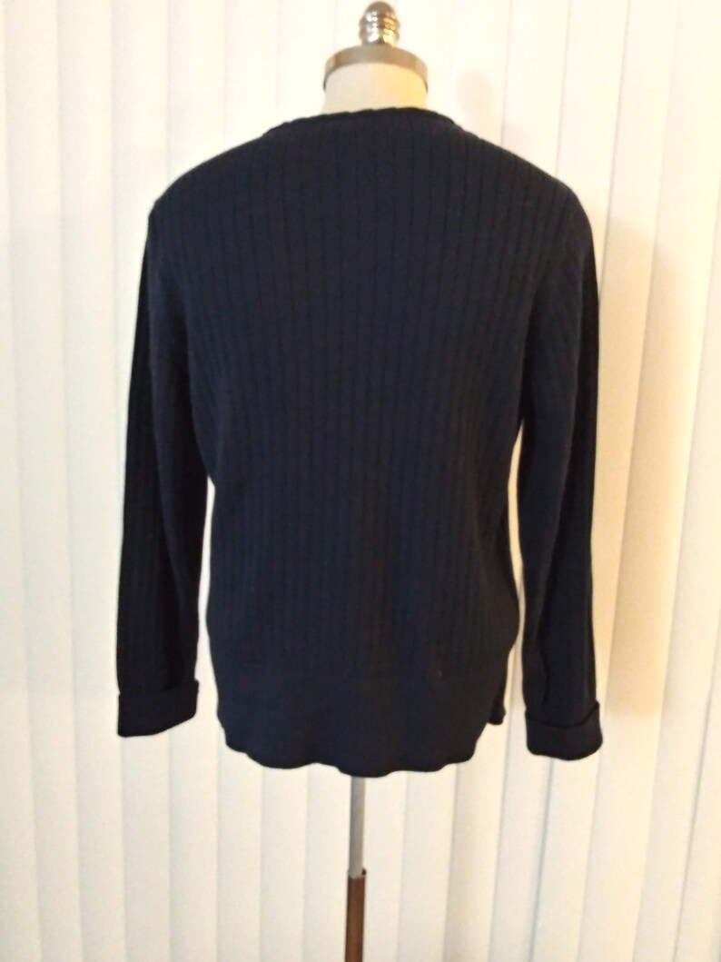 90s Tommy Hilfiger Blue Flag Stripe Ribbed V-neck Sweater Plus Size XXL vc3