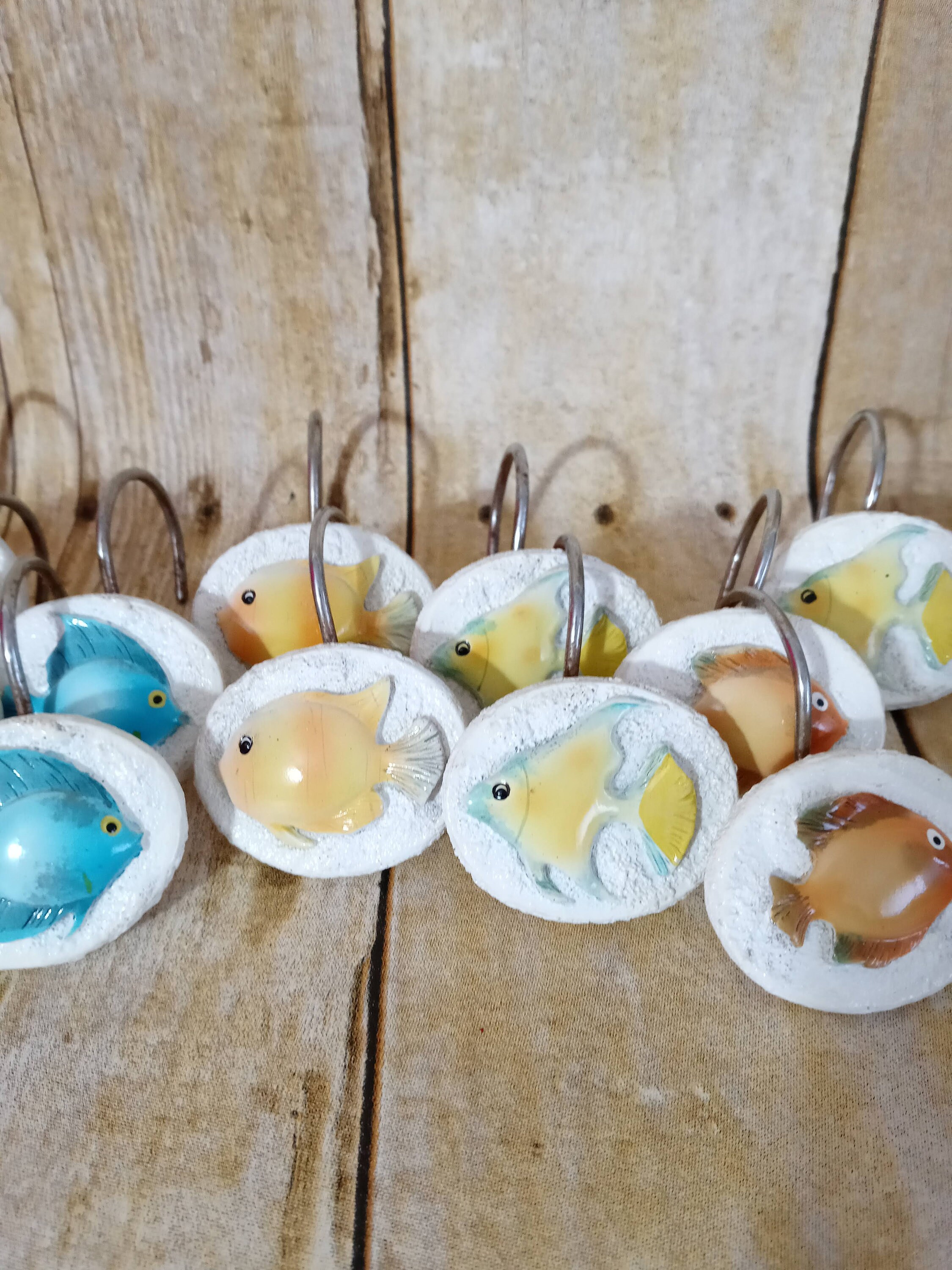 Colorful Fish Shower Curtain Hooks Set of 12 Ocean Under the Etsy