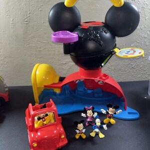 Mickey Mouse Clubhouse Playset Lot Firetruck RV Camper Farm Truck Jeep & Figures image 8