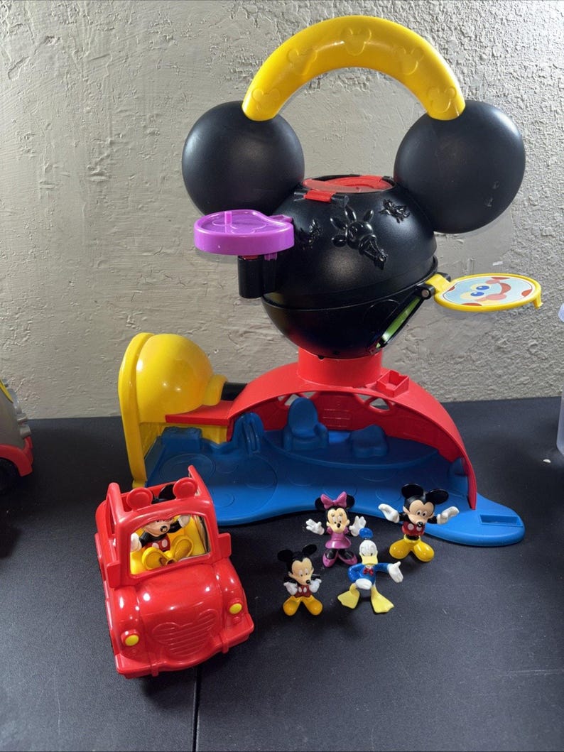 Mickey Mouse Clubhouse Playset Lot Firetruck RV Camper Farm Truck Jeep & Figures image 8