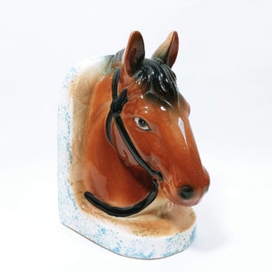 Vintage Horse Head Bookend Single Ceramic Shelf Decoration Artman (su1)