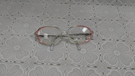 Vintage Girls Child's Eyeglasses Pink Edges Silve… - image 1