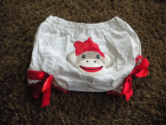 Vintage Monkey Bloomers Red & White Diaper Cover … - image 1