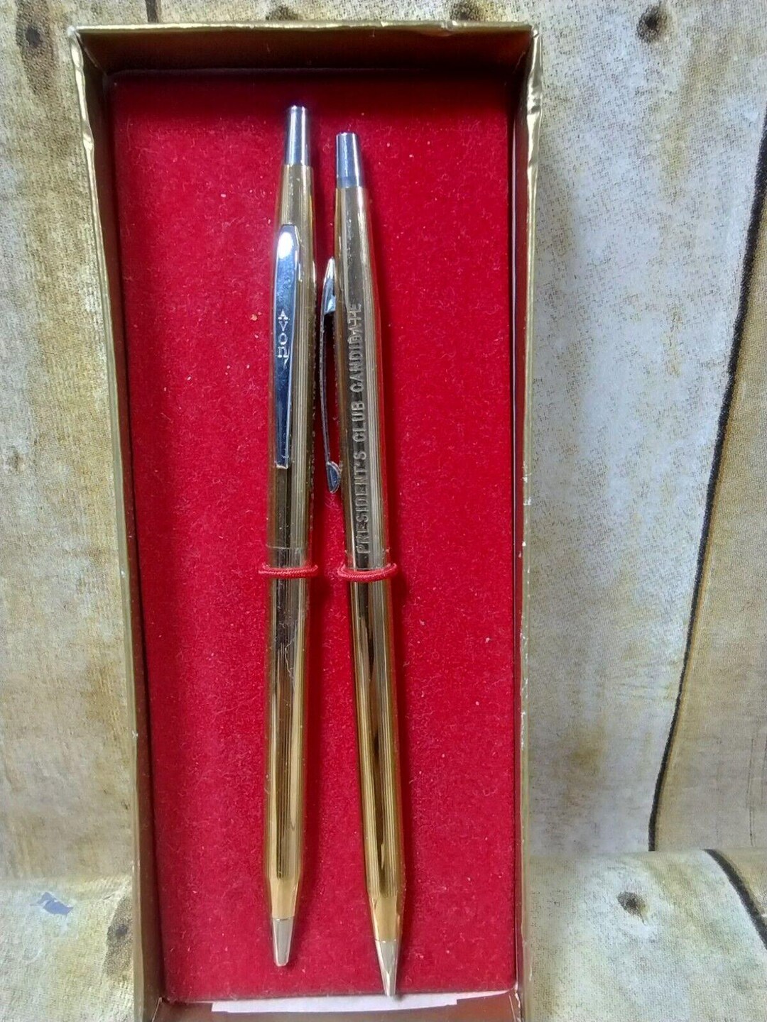Vtg Avon President's Club Candidates Gold Pen & Pencil Set Tested - Etsy