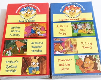 Vintage Arthur VHS Helps His Animal Friends & Goes to School Set of  2 New PBS Cartoons (su1)