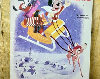 MICKEY'S Big Note Christmas Treat Disney Sheet Music Songbook Vtg 1986 Songs