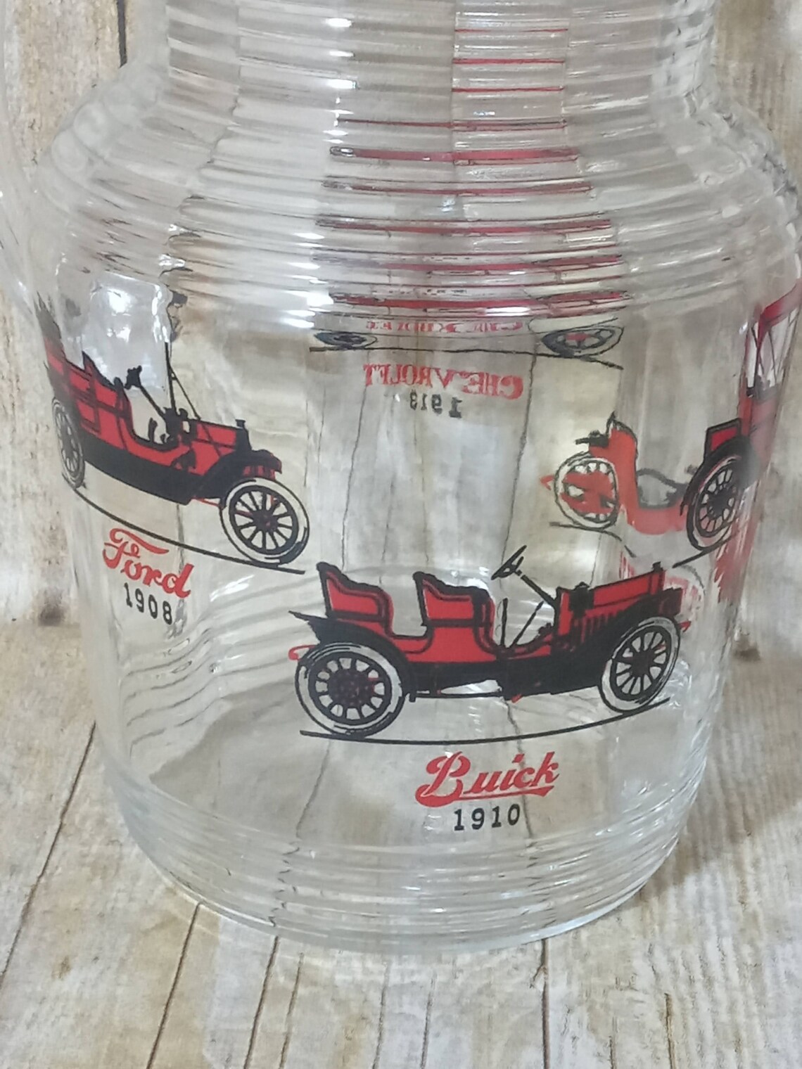 Vintage Libbey Glass Cars Pitcher Ford 1908 Buick 1910 Hudson Etsy