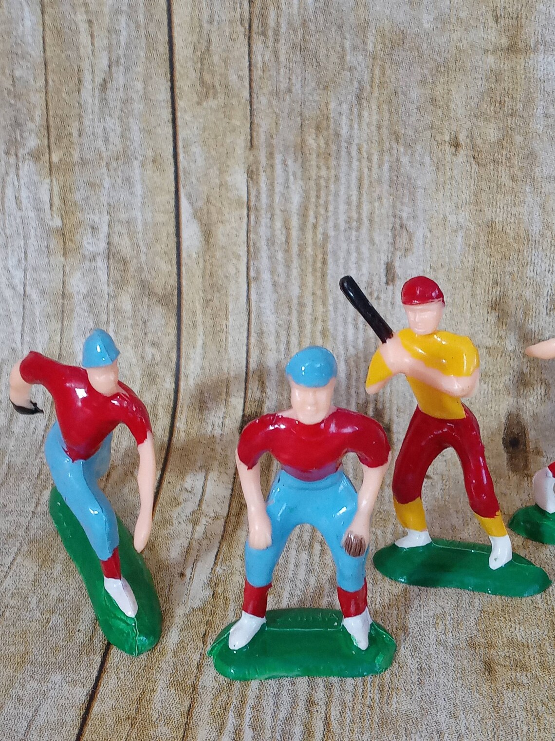 Vintage Baseball Players Cake Toppers Set of 6 Plastic Figures Etsy UK