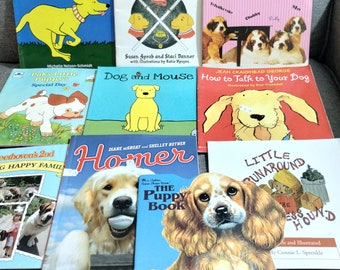 10 Vtg Puppy Dog Book Lot Beethoven hockey Pups PokyLittle Puppys Homero (bb10)