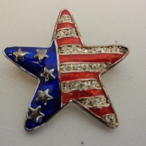Bandera Americana Estrellas & Rayas Estrella Pin Broche Plata Azul Patriótico Rojo (jb)