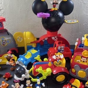 Mickey Mouse Clubhouse Playset Lot Firetruck RV Camper Farm Truck Jeep & Figures image 4