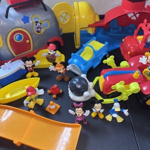 Mickey Mouse Clubhouse Playset Lot Firetruck RV Camper Farm Truck Jeep & Figures image 3