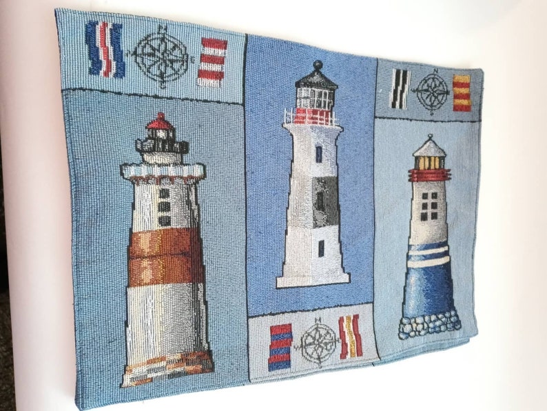 Vintage Lighthouses & Flags Placemats Set of 2 Nautical Table Etsy