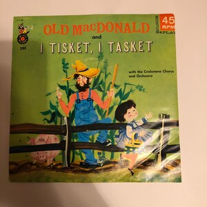 Old MacDonald and I Tisket, I Tasker 45 Record with the Cricketone Chorus and Orchestra Happy Time (wba1)