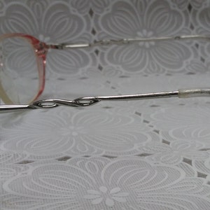 Vintage Girls Child's Eyeglasses Pink Edges Silver Sides with Infinity Symbol 1980's For Frames Only EB image 5