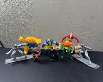 DC & Marvel Comics Action Figure Toy Lot 6 Plastic Man Silver Aquaman McDonalds