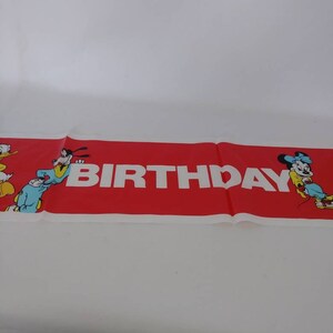 Vtg Disney Mickey & Friends Happy Birthday Banner Donald Duck Minnie Mouse Goofy Plastic Party Supplies (5) image 8