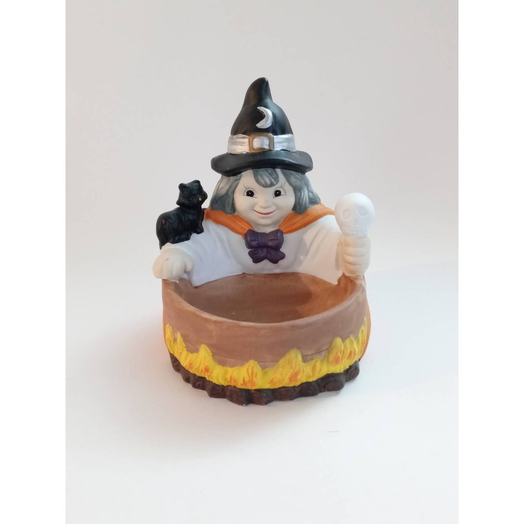 Vintage Halloween Witch Candy Dish Hand Painted Porcelain shelf Etsy