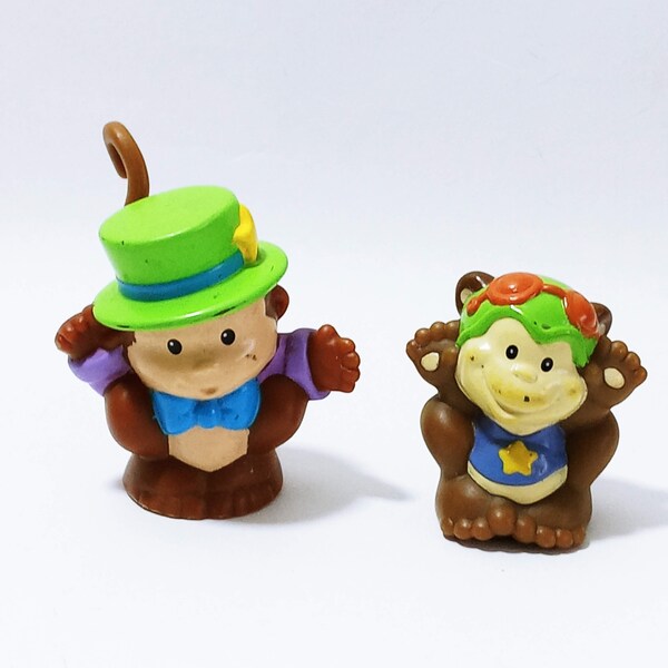 Fisher Price Little People Circus Carnival Monkey 2 piezas Zoo Ringmaster (ebox C)