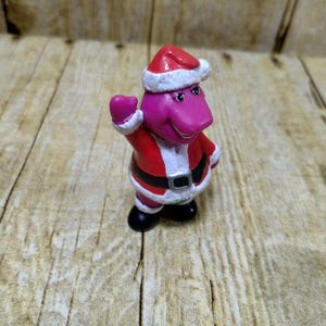 Christmas Santa Barney The Dinosaur Cake Topper Figure