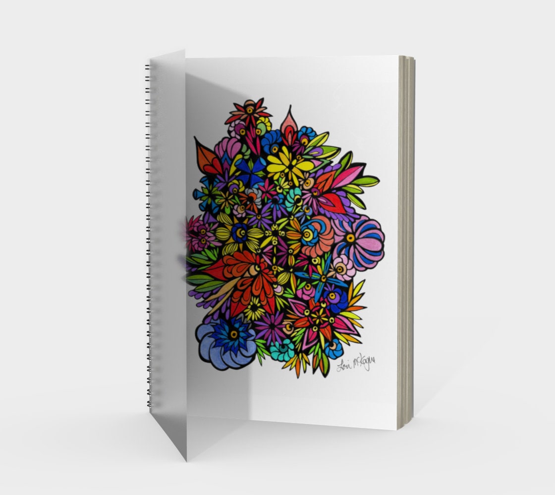 Handdrawn Wildflower Stickers Spiral Notebook for Sale by