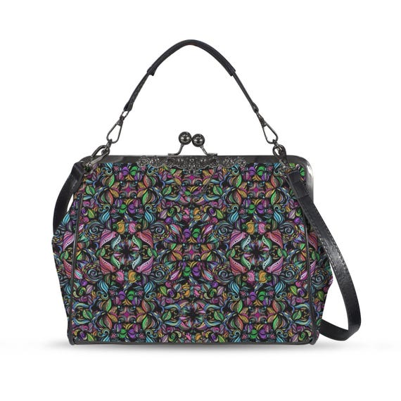Whimsical Blooms • Classic Design Kisslock Handbag