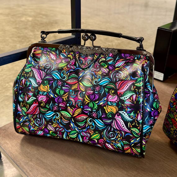 Whimsical Blooms • Classic Design Kisslock Handbag