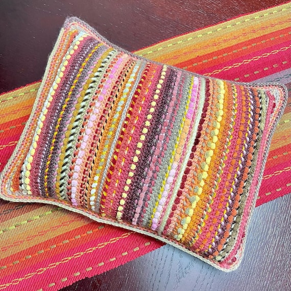 Tequila Sunset • Woven Crochet Cushion