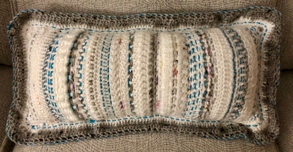 Boho Bliss Doodle Cushion • Woven Crochet Pillow